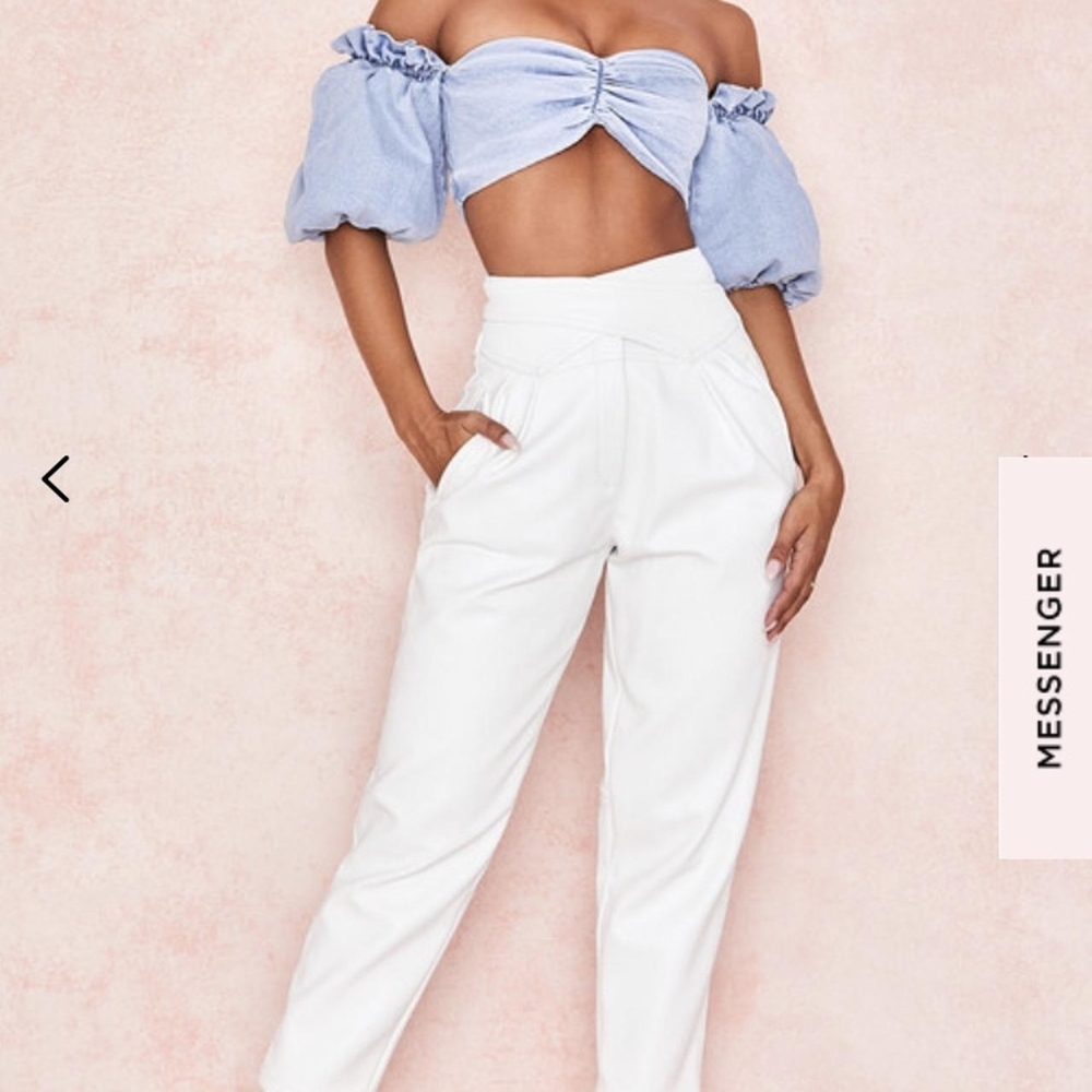 House Of CB White Leather Trousers